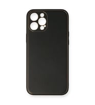 Apple İphone 12 Pro Max Kılıf Coco Deri Silikon Kapak - Siyah