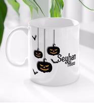 BK Gift Kişiye Özel Happy Halloween Tasarımlı Beyaz Kupa Bardak-9
