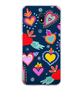 PrintiFy Xiaomi Redmi 8A ile Uyumlu 1mm Slim Fit Retro Renkler 3 Baskılı Şeffaf  Kılıf