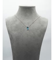 925 Ayar Gümüş Rodyum - Altın Kaplama 3Ct Yarı Değerli Mavi Topaz Doğal Taş Kolye - Raccolta Di Gocce (Turkuaz-Rodyum)
