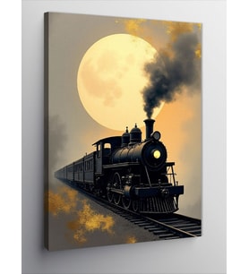 Kanvas Tablo Ay Işığında Tren