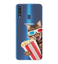 PrintiFy Samsung Galaxy A20s ile Uyumlu 1mm Slim Fit Kedi 1 050b Baskılı Şeffaf  Kılıf