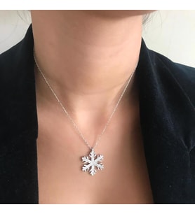 Rodium Kaplama Kristal Gümüş Kolye (Karışık)