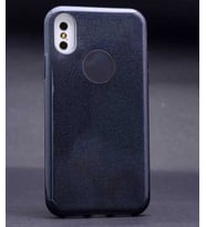 Uyumlu Model Apple iPhone X Kılıf Simli Parlak Shining Kapak (Siyah)