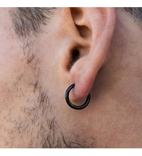12 mm Cerrahi Çelik Halka Küpe Siyah Renk (Çok Renkli)