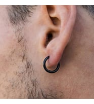 12 mm Cerrahi Çelik Halka Küpe Siyah Renk (Çok Renkli)