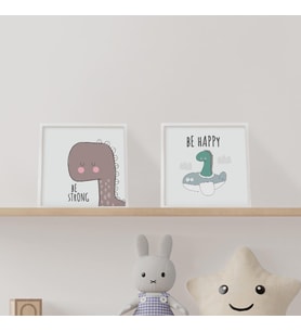 Bebek Odasına Özel Minimal Dinozor Tasarımlı Çerçeve 20 x 20 cm