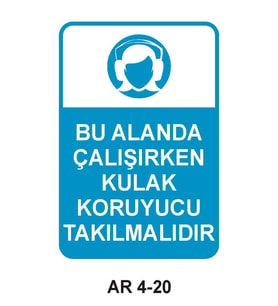 BU ALANDA ÇALIŞIRKEN KULAK KORUYUCU TAKILMALIDIR KADIN FİGÜRLÜ İŞ GÜVENLİĞİ UYARI LEVHASI 1 ADET PVC 21 X 29CM
