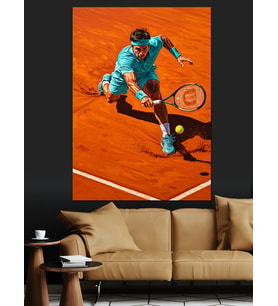 Tenis Oynayan Adam Spor Dekoratif Kanvas - Mdf Ahşap Tablo