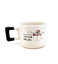 Noel Babayı Şutlarım Baskılı Siyah Kulplu Kare Yılbaşı Kupası