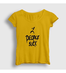 Presmono Kadın Sarı People Suck XXXTentacion T-Shirt 48498tt (Sarı)
