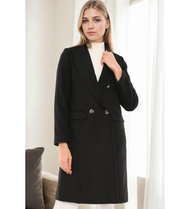 Z9672 DEWBERRY BAYAN PALTO-SİYAH
