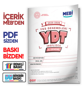 2026 ÖSYM YKS-YDT MEBİ OGM  Türkiye Geneli 5. Deneme  Büyük Boy Renkli BASKI ÜCRETİ