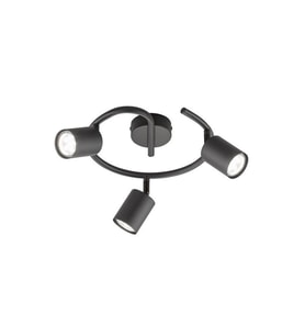 Rsylight Retro Siyah Dekoratif Rustik 180 Derece Hareketli Modern Spor Led  Spot 3 Lü Avize  Günışığı Ampüllü