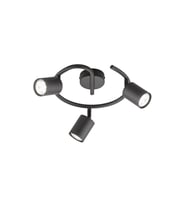 Rsylight Retro Siyah Dekoratif Rustik 180 Derece Hareketli Modern Spor Led  Spot 3 Lü Avize  Günışığı Ampüllü