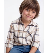LCW Kids Ekru Ekose Erkek Çocuk Gömlek