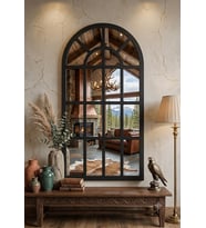 Pencere Model Dekoratif Duvar Aynası 123x70 cm – Modern Çerçeveli Salon, Antre ve Yatak Odası Aynası