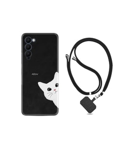 Tecno Camon 18p Kılıf Resimli Desenli Silikon Boyun Askılı Çılgın Kedi 1895