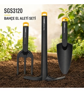 SGS3120 3 Parça Bahçe Seti - Kürek Tırmık ve Çapa Set Plastik Bakım Seti