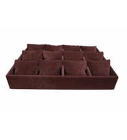 Yerli Üretim Süet Kumaş Kahve Renk 12 Yastıklı Saat Kelepçe Sergileme Tablası