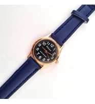 Marlas Vintage Kadın Kol Saati, Retro Tasarım, Yuvarlak, Rose Gold Kasa, Siyah Kadran, Mavi Deri Kordon, Kolay Kullanım