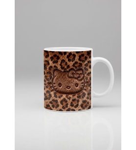 Hello Kitty Leopar Kupa - Kabartma Leopard Print Hello Kitty Desenli Hediyelik Mug