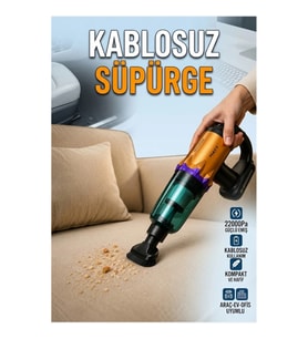 Kablosuz Kompakt El Süpürgesi – Araç, Ev ve Ofis İçin Çok Amaçlı