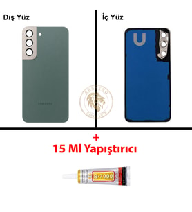 Samsung S22 Yeşil Arka Pil Kapağı Batarya Kapağı Lazer Kesim + B-7000 Yapıştırıcı