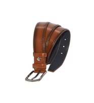 3.5 cm. Klasik Suni Deri Dikişli Model Erkek Kemer Taba