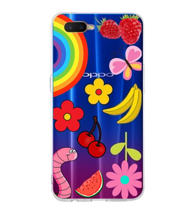 PrintiFy Oppo RX17 Neo  ile Uyumlu 1mm Slim Fit Water Color 5 Baskılı Şeffaf  Kılıf