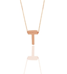 Söğütlü Silver Gümüş rose üç boyutlu minimal  T harf kolye