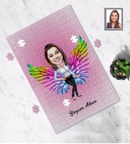 Kişiye Özel Melek Anne Karikatürlü A4 99 Parça Puzzle Model-5