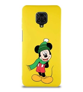 Xiaomi Redmi Note 9S Soft Premier Kapak Mickey Mouse-G Tasarımlı Silikon Kılıf - Sarı (Şeffaf)