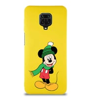 Xiaomi Redmi Note 9S Soft Premier Kapak Mickey Mouse-G Tasarımlı Silikon Kılıf - Sarı (Şeffaf)