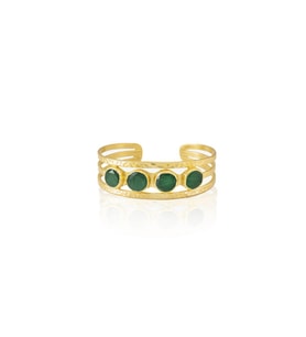 Kadir Jewellery 22 Ayar Altın Kaplama El İşçiliği Zirkon Taşlı Kadın Kaburga Bilezik (K.Yeşil)
