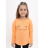Toontoy Kız Çocuk Baskılı Tişört (Oranj)