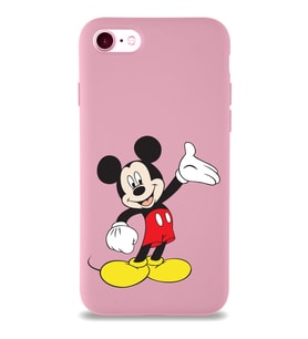 Apple iPhone 7 Uyumlu Lansman Kılıf Mickey Mouse Tasarımlı Altı Kapalı İçi Kadife Kaplı  Kapak (Şeffaf)