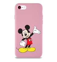 Apple iPhone 7 Uyumlu Lansman Kılıf Mickey Mouse Tasarımlı Altı Kapalı İçi Kadife Kaplı  Kapak (Şeffaf)