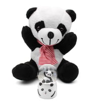Tatlı Peluş Panda & Işıklı Mini Panda Kar Küresi Hediye Seti (Beyaz)