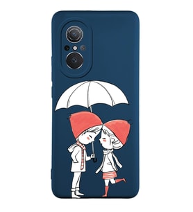 Huawei Nova 9SE Uyumlu Lansman Kılıf Aşk Tasarımlı İçi Kadife Kapak-Lacivert (Şeffaf)
