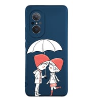 Huawei Nova 9SE Uyumlu Lansman Kılıf Aşk Tasarımlı İçi Kadife Kapak-Lacivert (Şeffaf)