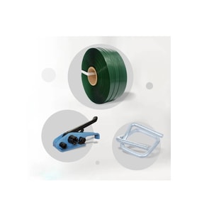 Polyester Set 12x0,70 1700 Metre Yeşil Çember- 12 Mm Bukle Toka 500 Adet-1 Adet Germe Aparatı