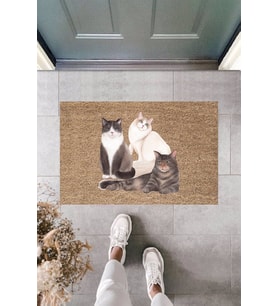 Dormot Modern Dijital Baskı - İkili Kedi - Kapı Önü Paspası (Bej)