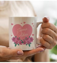 BK Gift Kişiye Özel İsimli Çiçek Tasarımlı Beyaz Kupa Bardak- 20, Arkadaşa Hediye, Sevgiliye Hediye, Doğum Günü Hediyesi