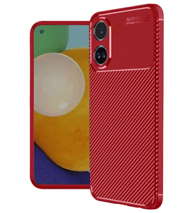Newface Oppo A38 Kılıf Auto Focus Karbon Kapak - Kırmızı