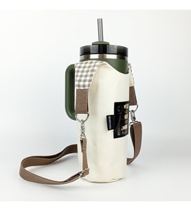 Woodycord El Yapımı Krem Gabardin Termos Kılıfı Kulplu Model Quencher Pipetli 1,18 (Çok Renkli)