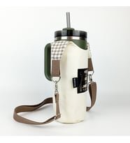 Woodycord El Yapımı Krem Gabardin Termos Kılıfı Kulplu Model Quencher Pipetli 1,18 (Çok Renkli)