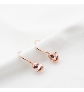 Ördek Figürlü Rose Gold Kaplama Zirkon Taşlı Çocuk Küpesi