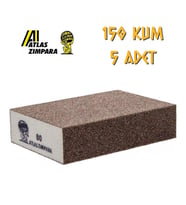 Atlas Sünger Zımpara - Kalın 4 Taraflı - 150 Kum - 5 Adet (Siyah-Sarı)