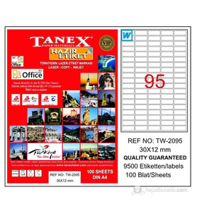 TANEX 30x12mm LASER ETİKET TW-2095